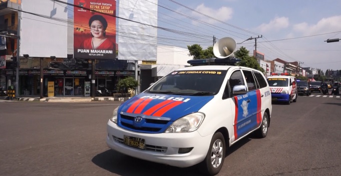 Sosialisasikan PPKM Darurat, Polres Purbalingga Gelar Patroli Skala Besar