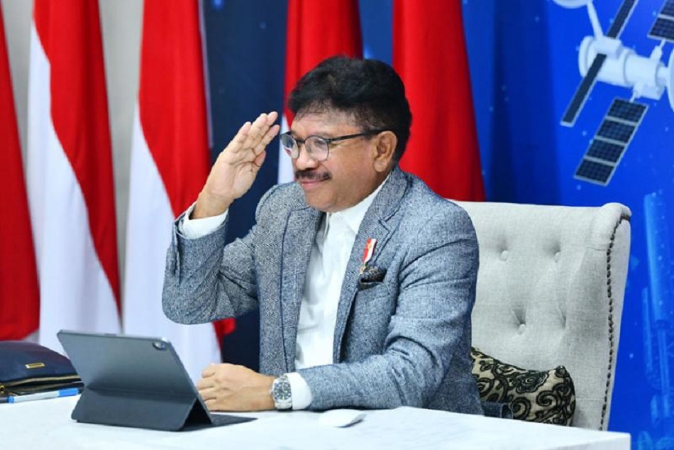 Menteri Komunikasi dan Informatika, Johnny G. Plate dalam World Economic Forum (WEF) Global Coalition on Digital Safety Inaugural Meeting 2021. (Foto: Istimewa)