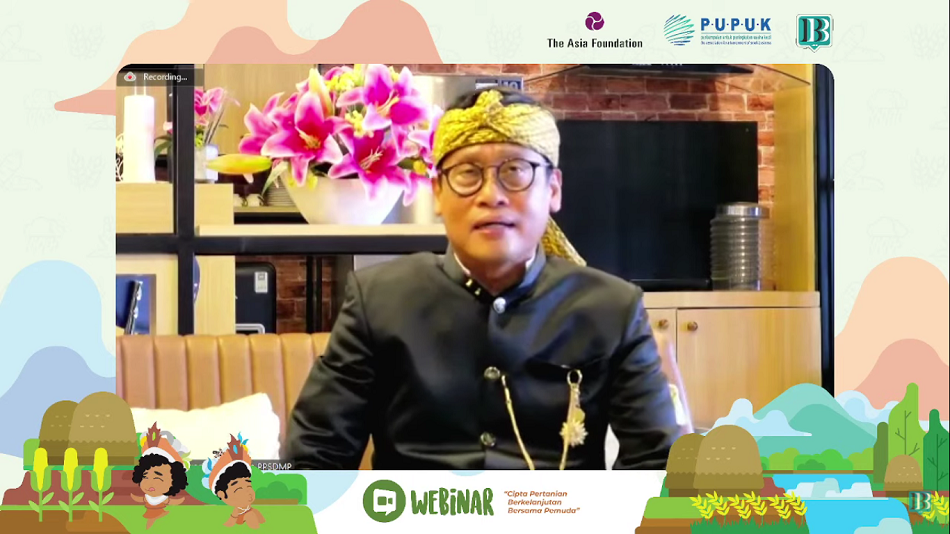 Kepala BPPSDMP Dedi Nursyamsi dalam acara Webinar: Cipta Pertanian Berkelanjutan Bersama Pemuda, Festival Petani Milenial, Kamis (28/10). (Foto: Ist/Serikat News)