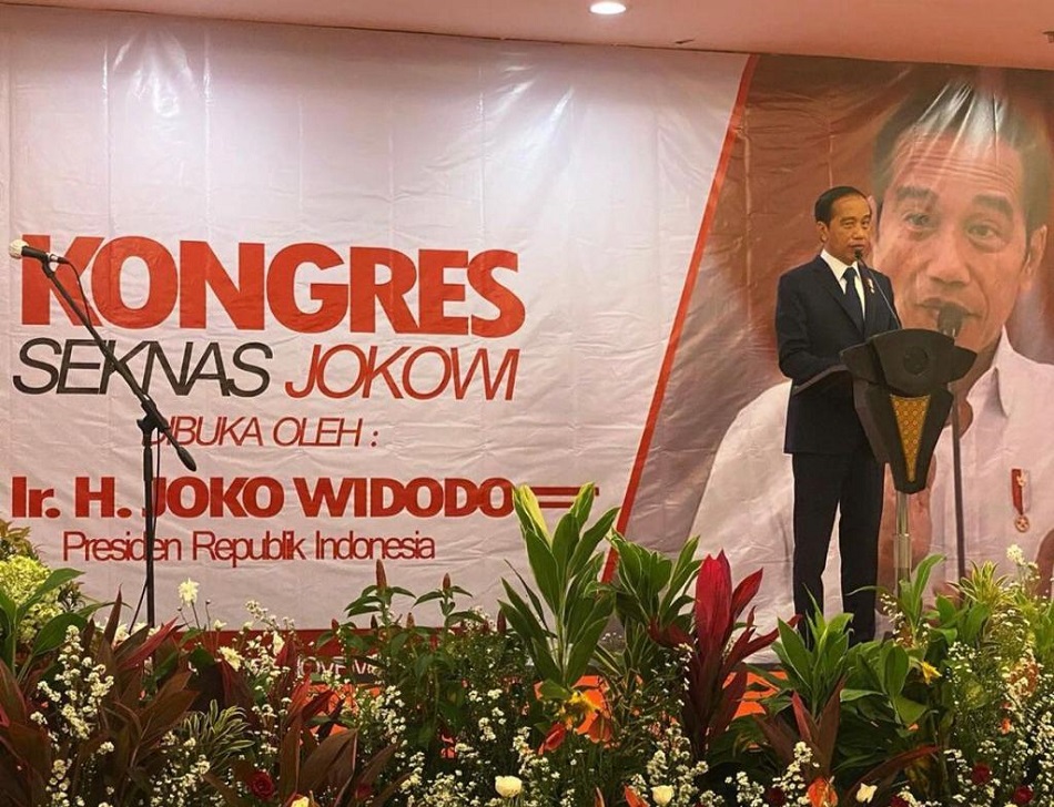 Presiden Jokowi membuka Kongres pertama Seknas-Jokowi yang berlangsung di Hotel Sahid Jakarta, Sabtu (27/11/2021). (Foto: Ist/Serikat News)