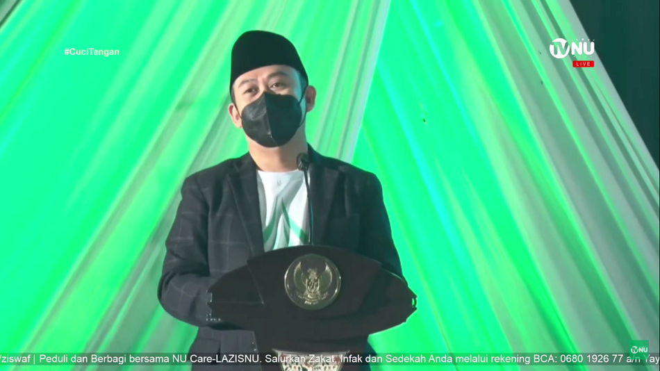 Ketua RMI PBNU, Abdul Ghaffar Rozin saat memberikan sambutan dan meluncurkan Gerakan Pesantren Asuh (GPA), di Surabaya, Jawa Timur, Minggu, 31 Oktober 2021. (Foto: Istimewa)