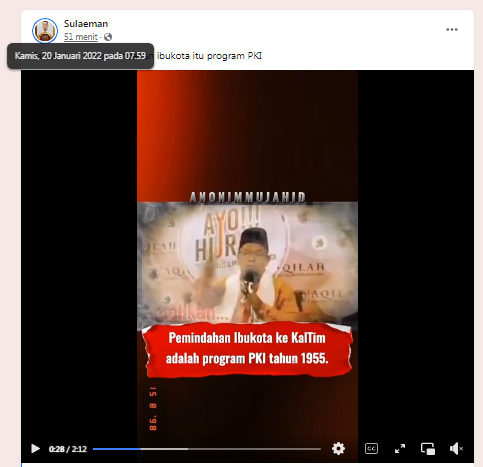 [HOAKS] Pemindahan Ibu Kota ke Kalimantan Timur Program PKI Tahun 1955