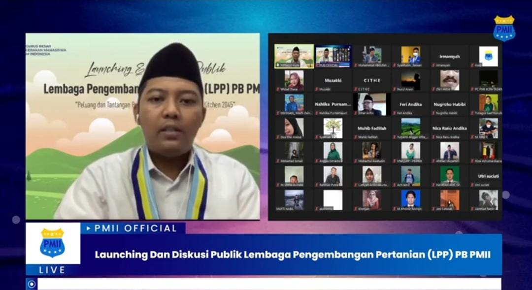 Foto:  Direktur LPP PB PMII Miftaqul Huda dalam Launching dan Diskusi Publik bertema 'Peluang dan Tantangan Petani Indonesia Menuju World Kitchen 2024' secara online.