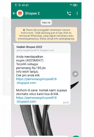 Tangkapan layar informasi yang beredar di WhatsAp