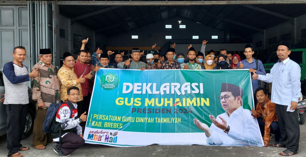 keterangan: Komunitas Guru Madrasah Diniyah, TPQ dan Pondok Pesantren se Kabupaten Brebes, Jawa Tengah berikan dukungan untuk Gus Muhaimin maju pada Pilpres 2024.
