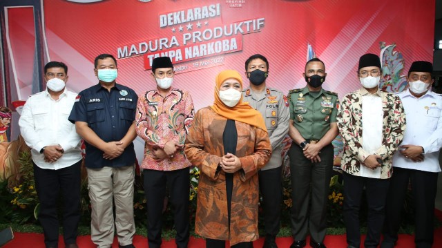 Deklarasi Madura Produktif Tanpa Narkoba di Universitas Trunojoyo Madura (UTM), Kamis 19 Mei 2022. (Foto: Prokopim Sampang) 