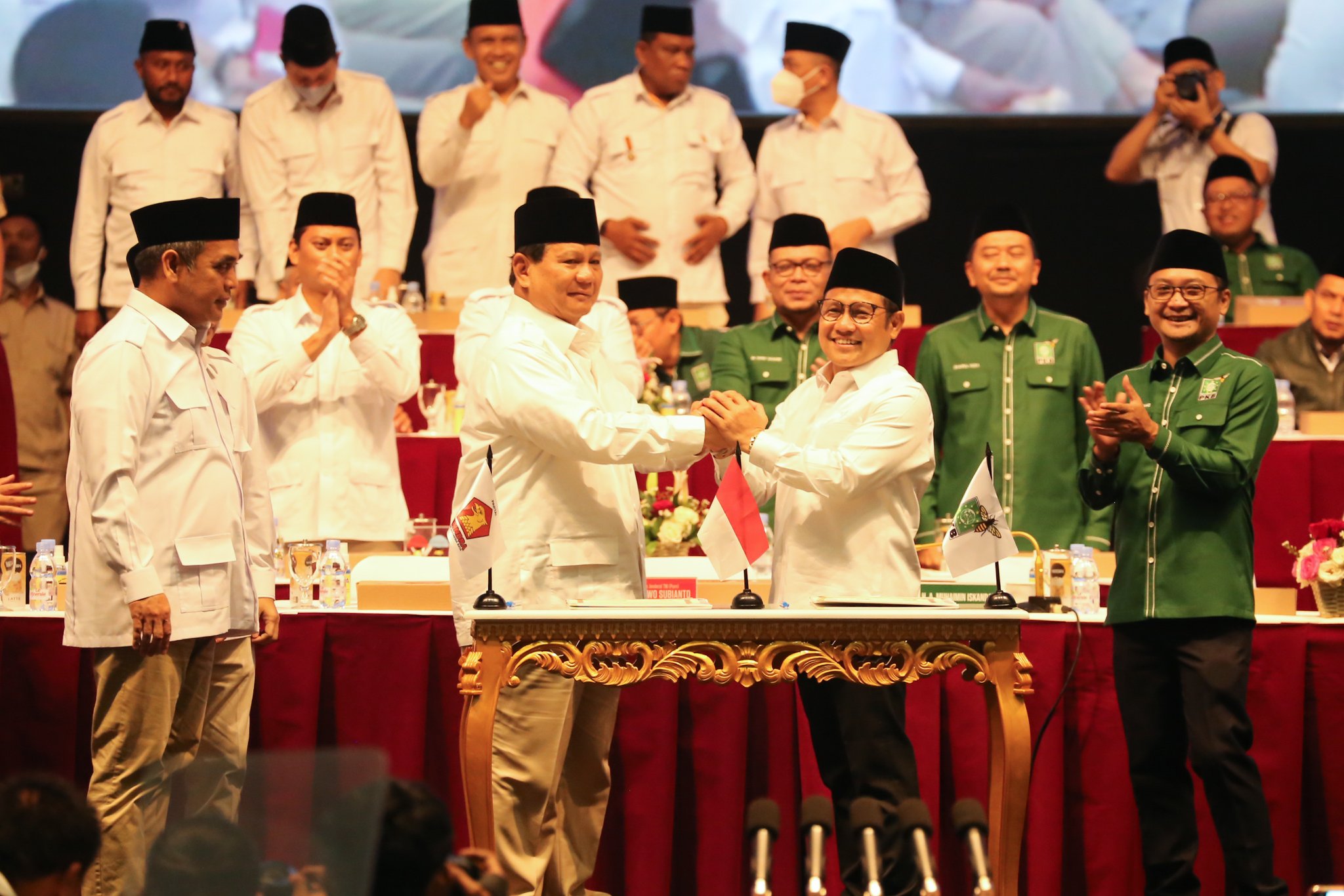 Koalisi Partai Gerindra dan PKB secara langsung dideklarasikan oleh Ketua Umum Gerindra Prabowo Subianto dan Ketua Umum PKB Muhaimin Iskandar. (Foto: Twitter/DPP PKB) 