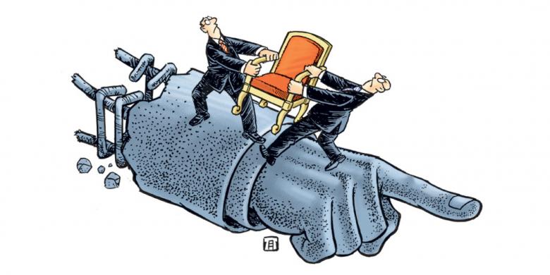 Politik jungkir balik. (Ilustrasi: Kompas.com)
