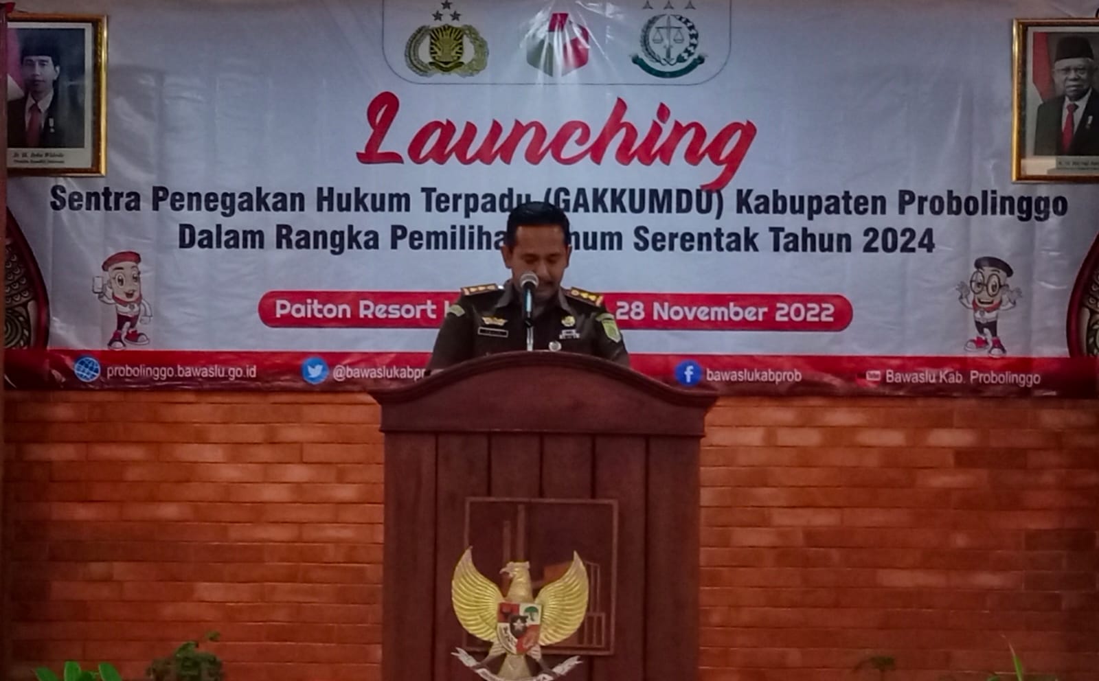 Launching Sentra Penegakan Hukum Terpadu (Gakkumdu) Kabupaten Probolinggo, Paiton Resort Hotel, Desa Binor, Kecamatan Paiton, Senin (28/11/2022). (Foto: Istimewa) 