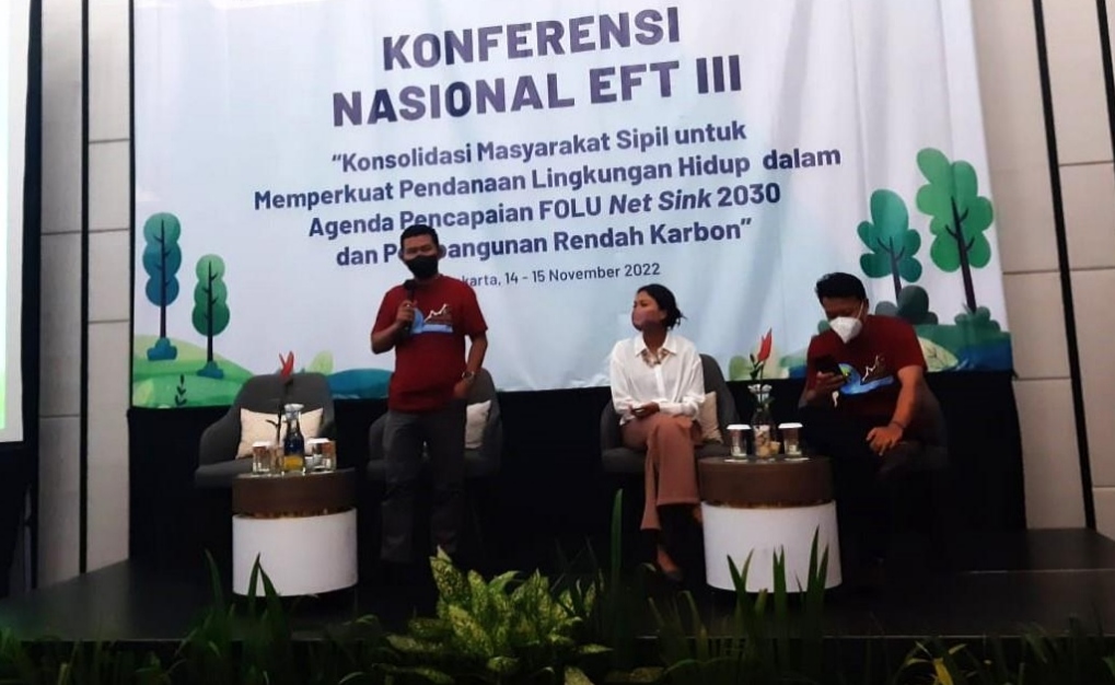 Tarmidzi saat menjadi perwakilan kelompok dalam Konferensi Nasional EFT III yang diselenggarakan pada 14-15 November 2022. (Foto: Serikat News) 