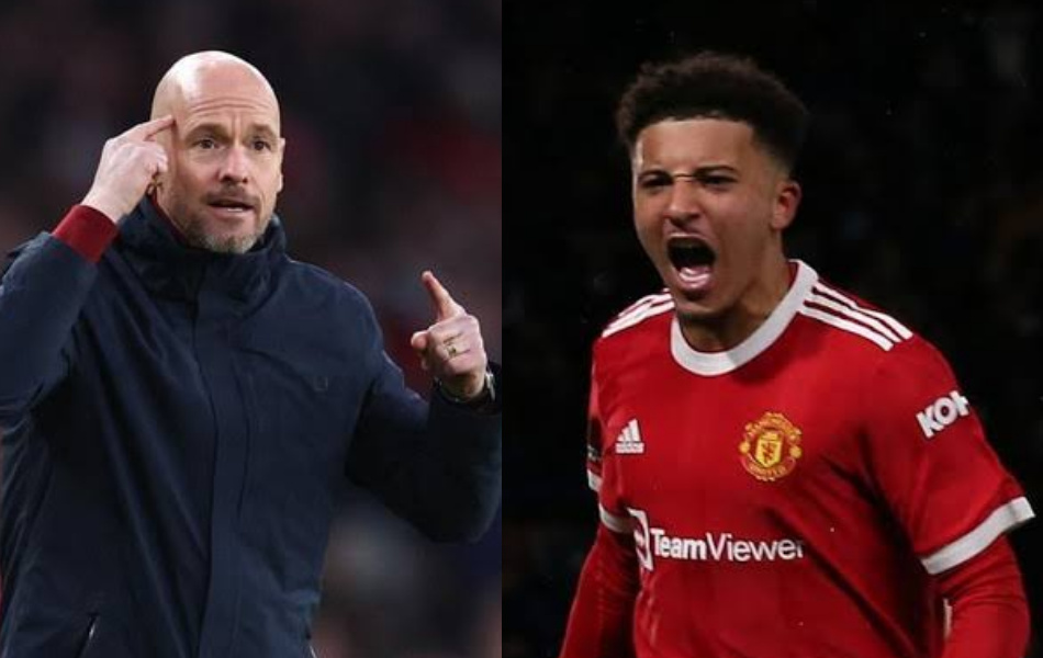 Pelatih MU Erik ten Hag dan Jadon Sancho. (Foto: Net/Serikat News) 