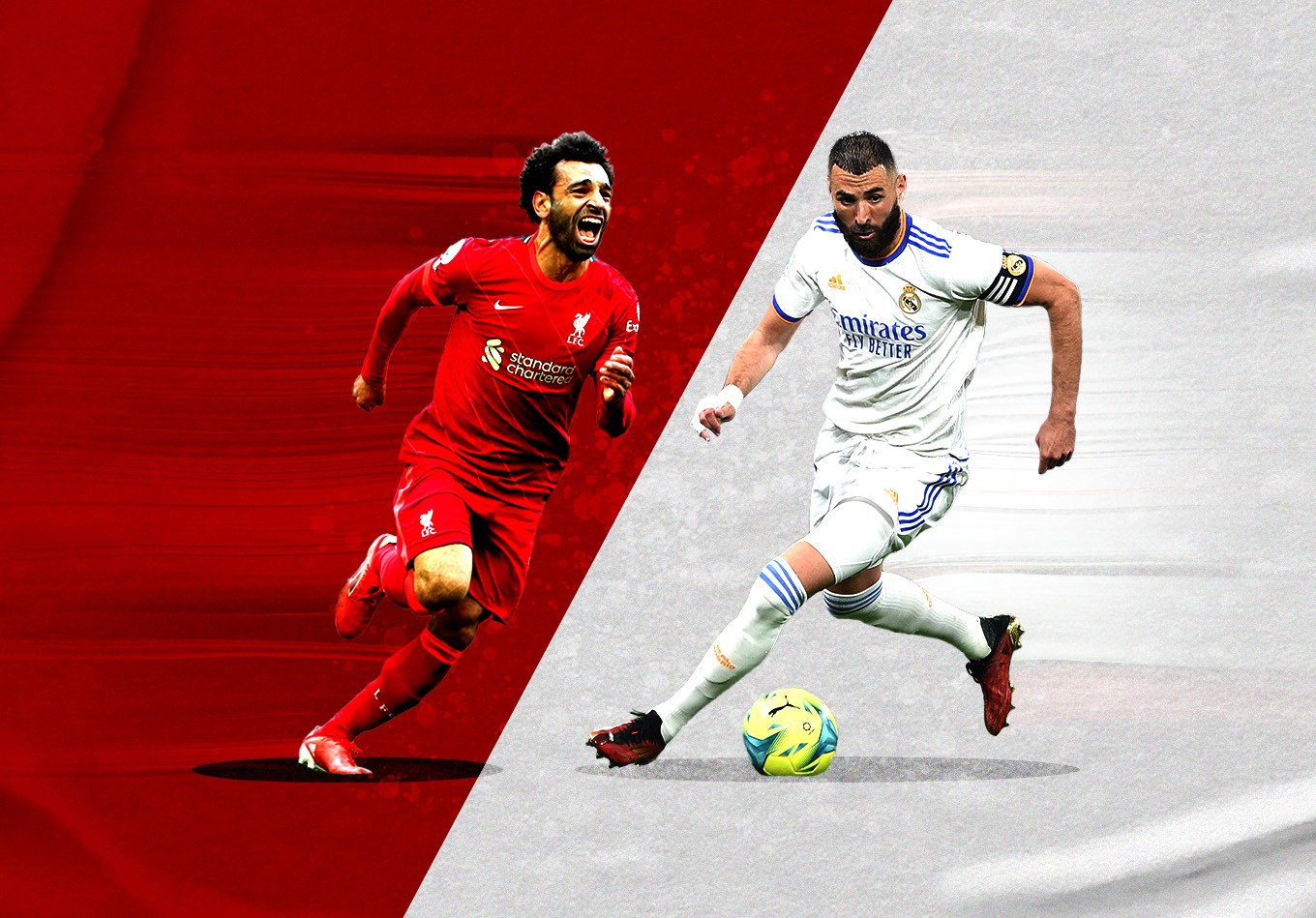Pemain Liverpool, Salah, dan penyerang Real Madrid, Benzema. (Foto: Opta Analyst) 