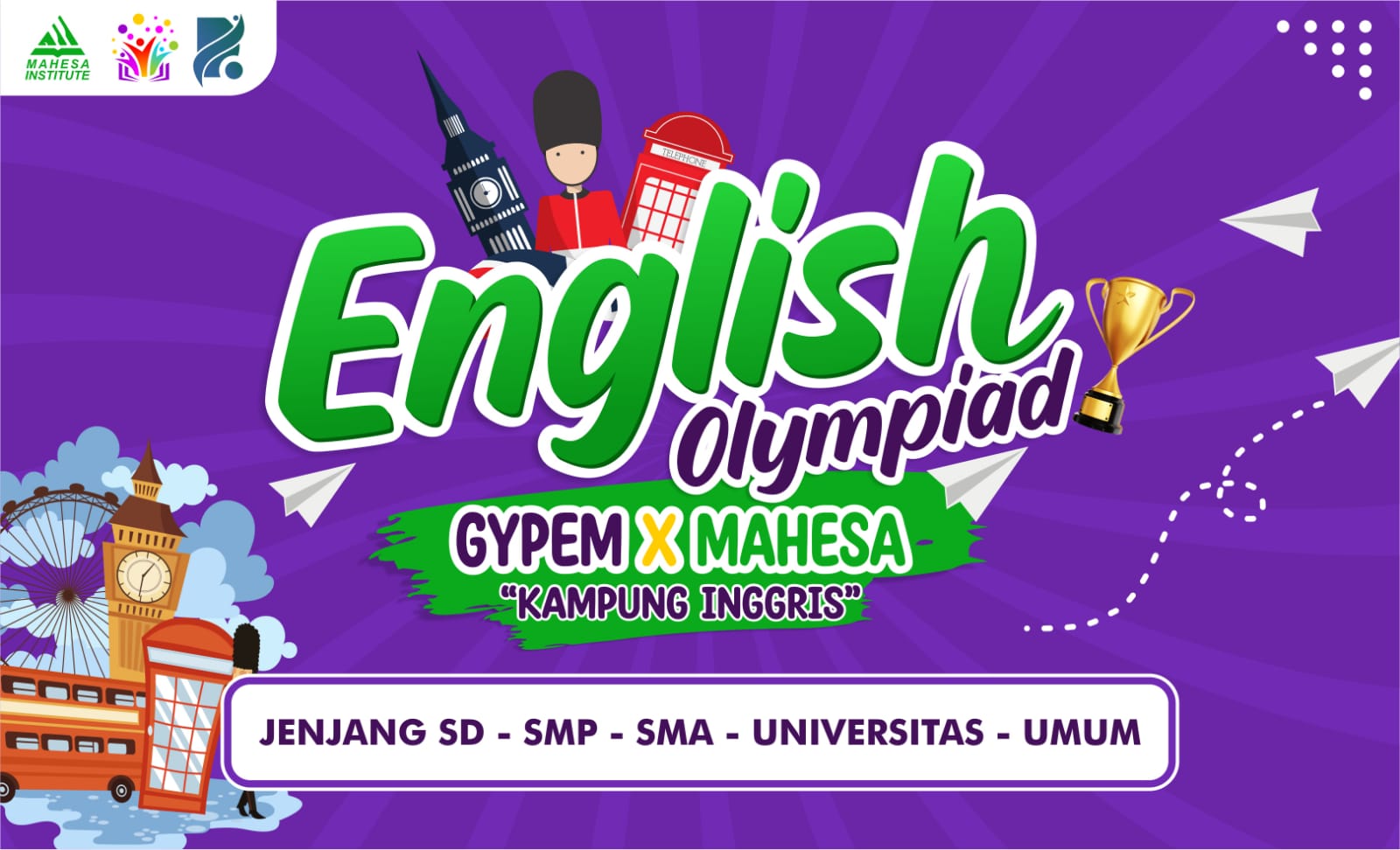 English Olympiad gagasan Global Youth and Peace Education Movement (GYPEM) dari PT. Digital Edu Indonesia yang berkolaborasi dengan Mahesa Institute. (Foto: Istimewa)