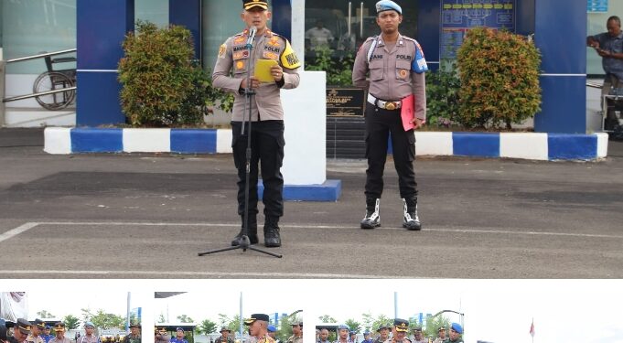 Polres Sumenep, Jawa Timur, menggelar apel gelar pasukan dan peralatan dalam rangka menanggulangi bencana hidrometeorologi, Rabu (29/11/2023) bertempat di Halaman Mapolres Sumenep. (Foto: Istimewa) 