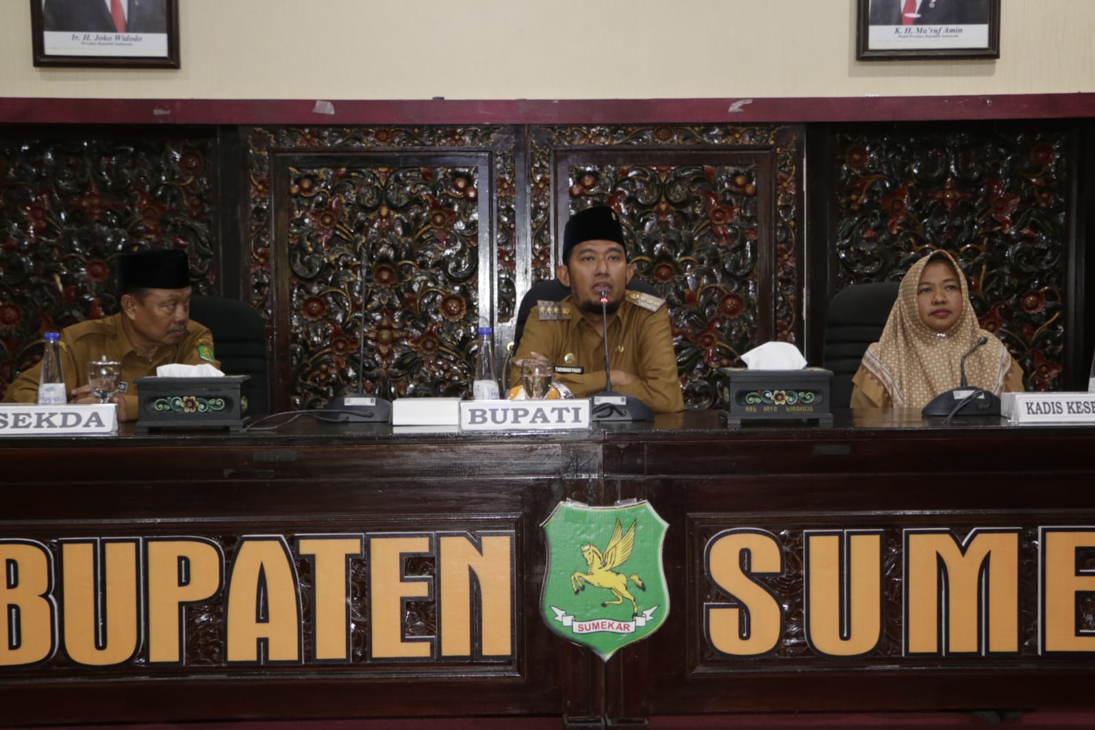 Bupati Sumenep Achmad Fauzi Wongsojudo dalam Rakor Akuntabilitas Penyelenggaraan Puskesmas, di Kantor Bupati, Selasa (4/6/2024). (Foto: Istimewa) 
