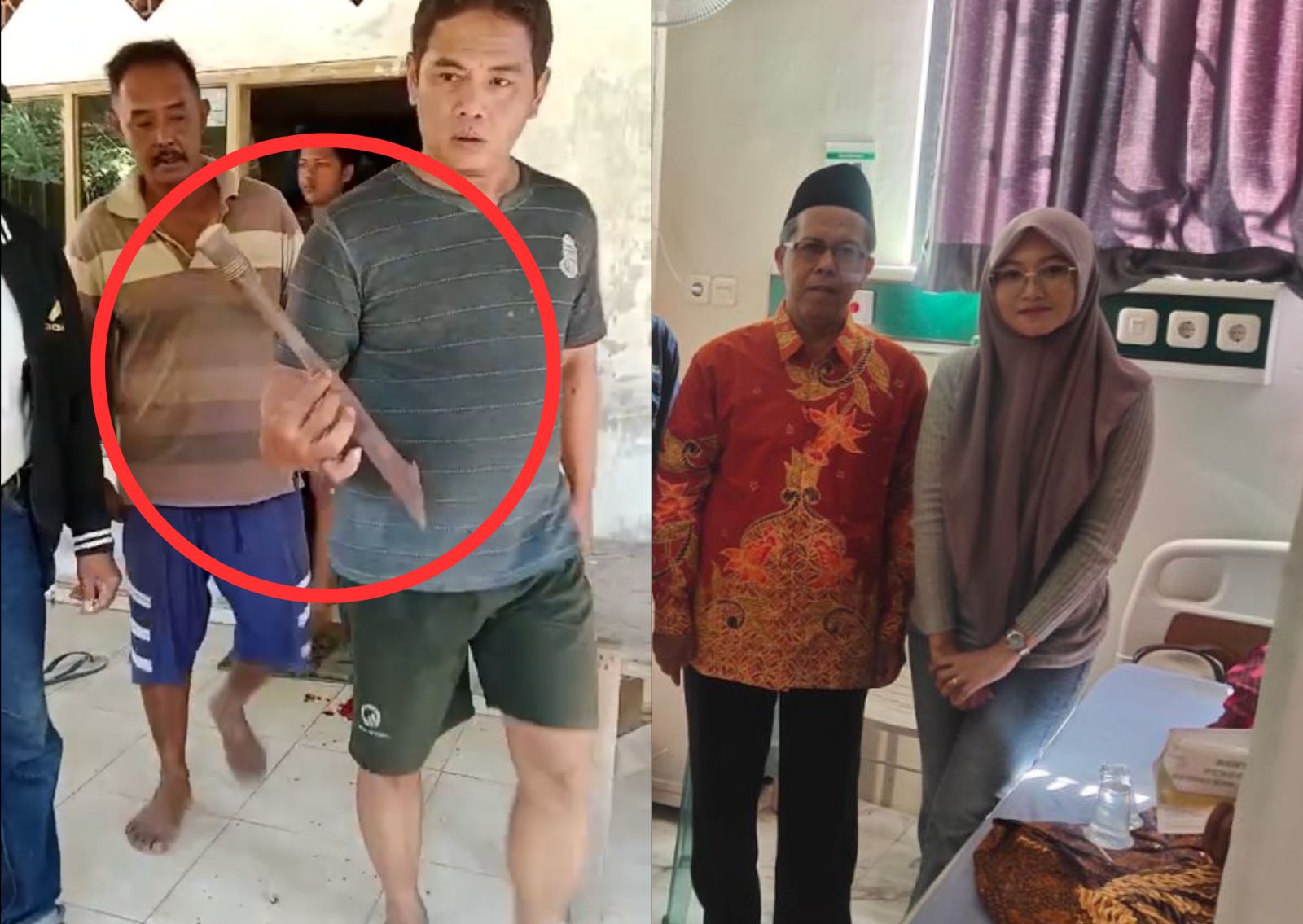 Pemkab Probolinggo bersama Baznas memberikan bantuan untuk biaya pengobatan Arofa yang menjadi korban pembacokan oleh suaminya. (Foto: Istimewa) 