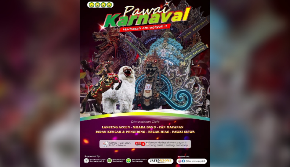 Pawai karnaval dalam rangka puncak perayaan haflatul imtihan Madrasah Annuqayah II. (Foto: Istimewa) 