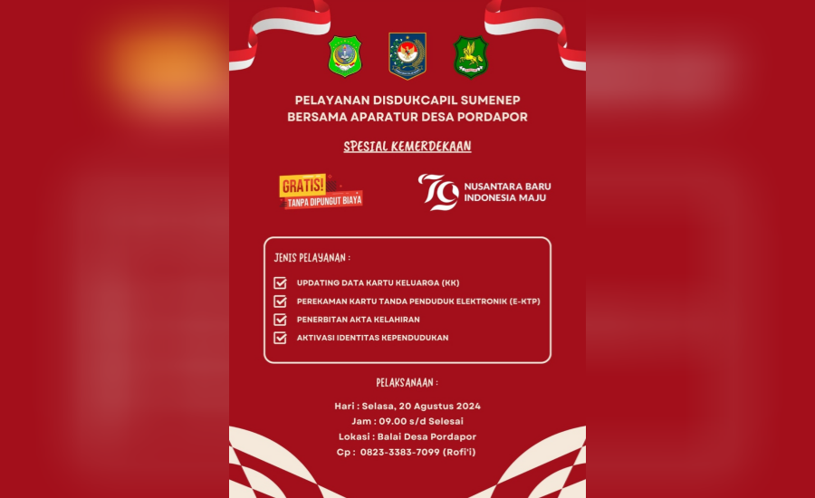 Pamflet pelayanan administrasi kependudukan di desa Pordapor. (Foto: Istimewa)