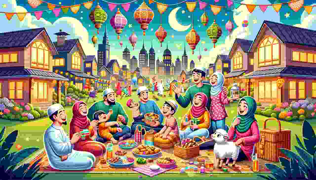 Ilustrasi momen bahagia di Hari Raya Idulfitri. (Foto: Net) 