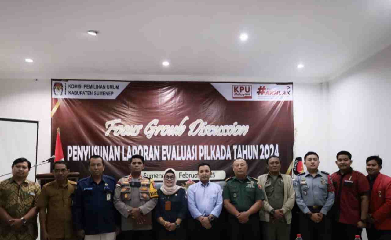 KPU Kabupaten Sumenep menggelar Forum Group Discussion (FGD) di El Malik Hotel pada Selasa (25/2/2025) sebagai bagian dari upaya mengevaluasi pelaksanaan Pilkada 2024. (Foto: Istimewa)