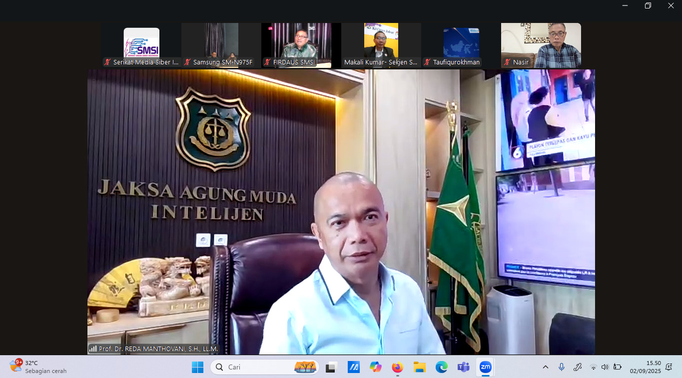 Serikat Media Siber Indonesia (SMSI) menggelar rapat pengurus harian secara daring melalui aplikasi Zoom pada Selasa (2/9/2025). (Foto: Istimewa)