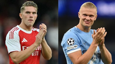 Viktor Gyokeres dan Erling Haaland akan adu tajam di pertandingan Arsenal vs Manchester City. (Foto: AFP) 