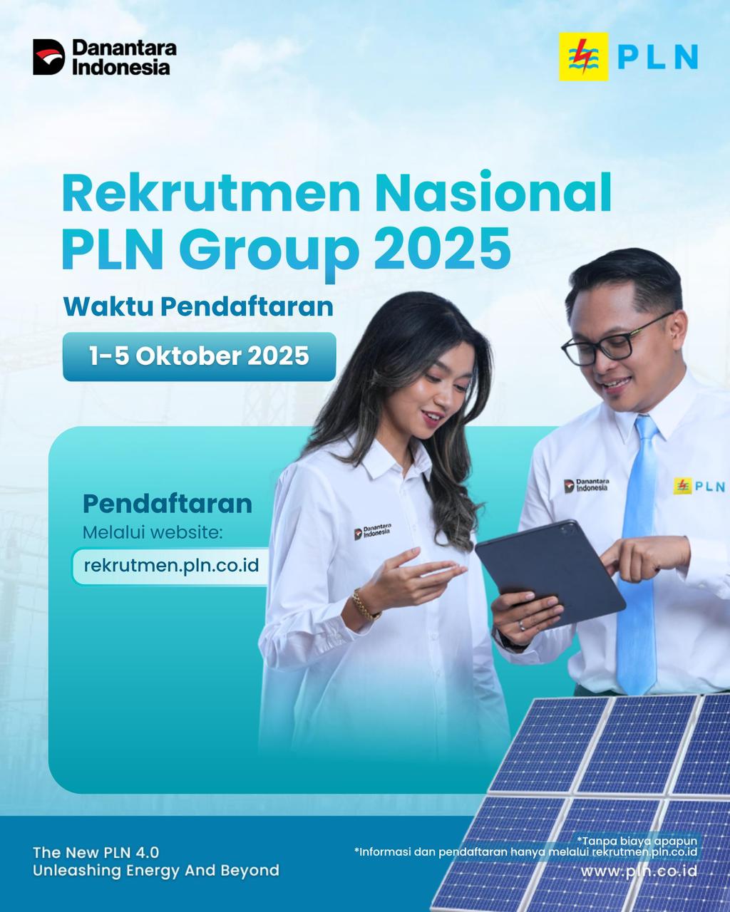 PLN membuka rekrutmen nasional PLN Group yang diperuntukkan bagi pelamar lulusan Diploma 3 (D3), Sarjana/Diploma 4 (S1/D4), dan Magister (S2). (Foto: PLN)
