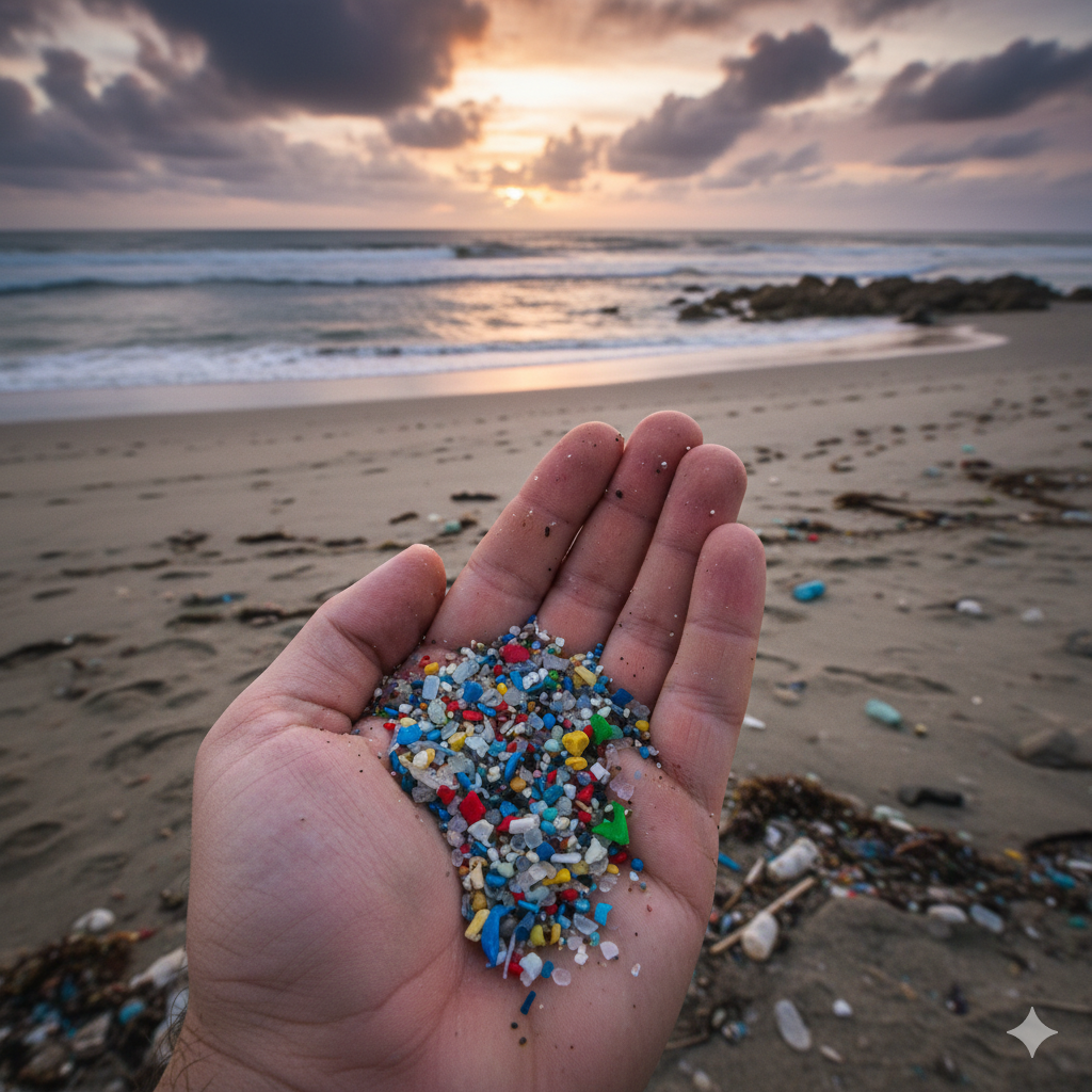 Ilustrasi mikroplastik yang terbawa air laut. (Foto: Kemenkes)