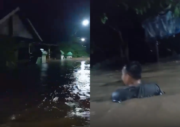 Hujan deras yang turun sejak sore hingga malam memicu banjir di sejumlah wilayah Kabupaten Probolinggo. (Foto: Serikat-News)