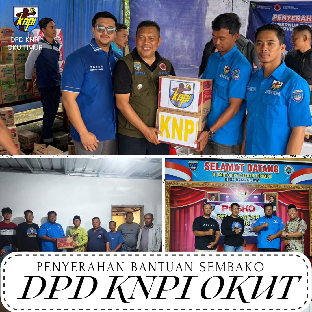 Jajaran pengurus KNPI melaksanakan aksi kemanusiaan dengan menyalurkan bantuan paket sembako di tiga kecamatan terdampak banjir. (Foto: Istimewa)