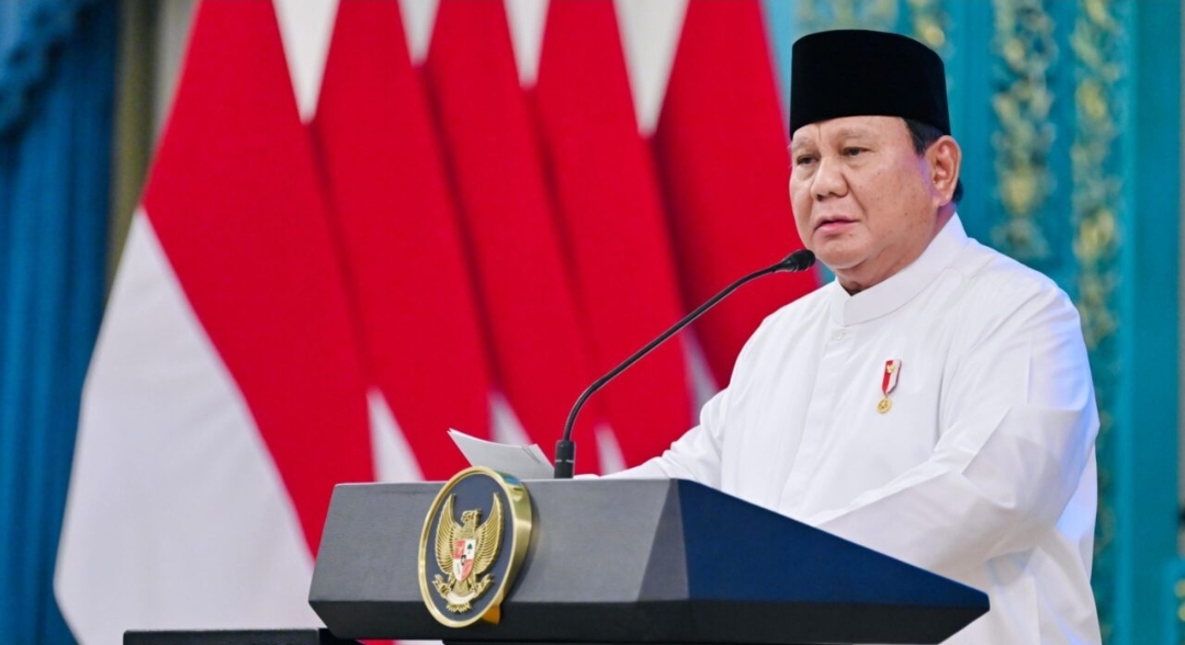 Presiden Prabowo dalam acara Peringatan Nuzulul Qur’an Tingkat Kenegaraan Tahun 1447 H/2026 M di Istana Negara, Selasa, 10 Maret 2026. (Foto: BPMI Setpres) 