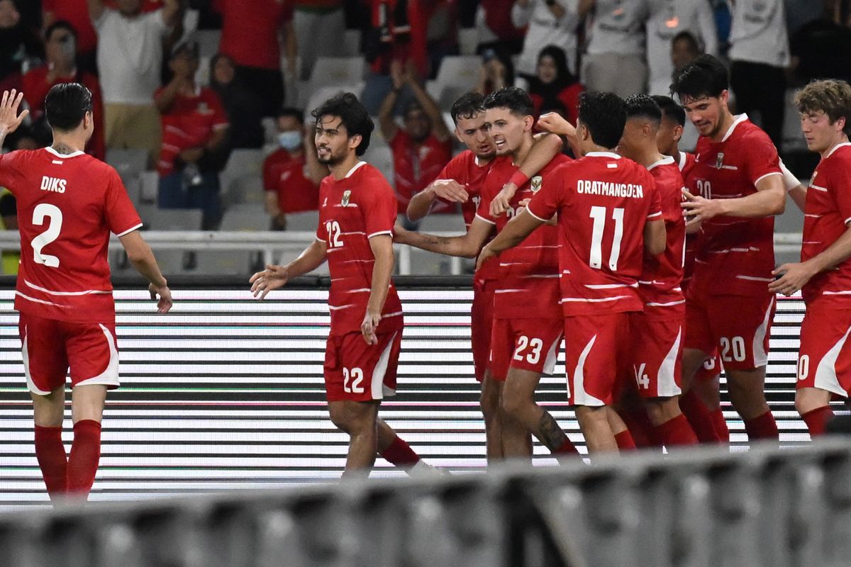 Pemain Timnas Indonesia merayakan gol yang dicetak ke gawang Timnas Oman dalam laga FIFA Match Day di Stadion Utama Gelora Bung Karno (SUGBK), Senayan, Jakarta, Jumat (5/6/2026). (Foto: Antara) 