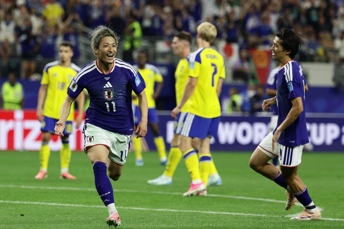 Pemain Jepang merayakan gol ke gawang Swedia di Stadion Dallas di Arlington pada 25 Juni 2026. (Foto: AFP