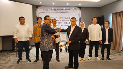 Pelantikan dan Pengukuhan Pokja Newsroom Jaga Desa tingkat Provinsi Lampung serta Kabupaten/Kota di Yunna Hotel Lampung, Kamis (16/7/2026). (Foto: Istimewa)