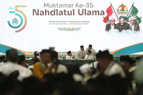 Sembilan kiai sepuh ditetapkan sebagai anggota AHWA Muktamar Ke-35 NU. (Foto: Antara)