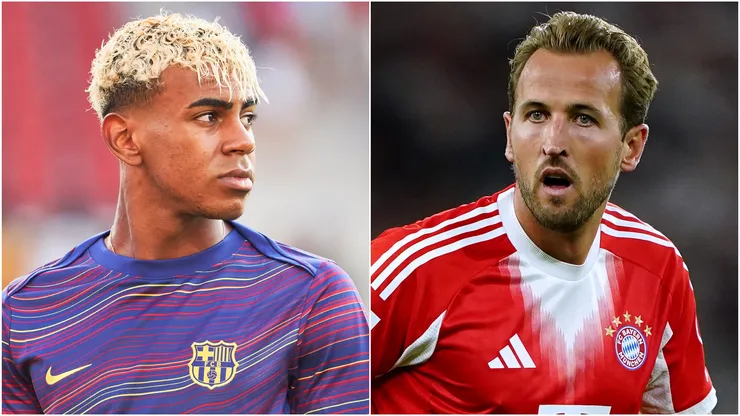 Penyerang Barcelona Lamine Yamal dan Striker Bayern Munich Harry Kane. (Foto: Getty Images)