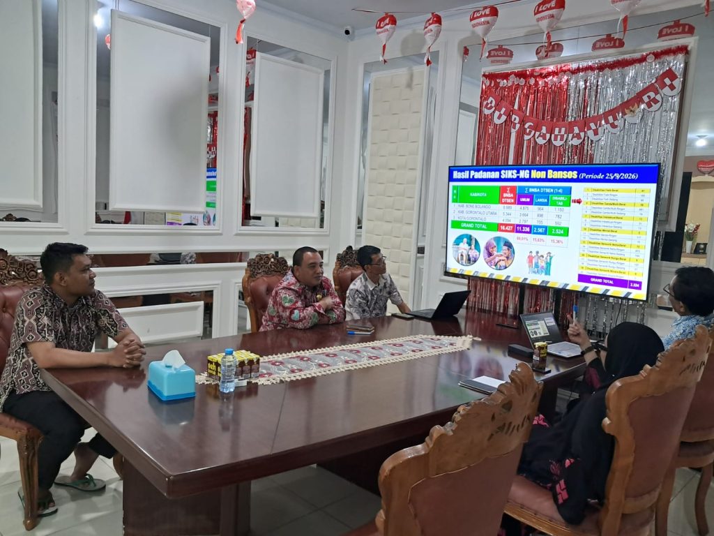 Rapat bersama jajaran Bidang Penanganan Fakir Miskin yang dipimpin Kepala Dinsosdukcapil Provinsi Gorontalo. Pemprov Gorontalo menyiapkan alokasi 2.000 KPM untuk Bantuan Langsung Pangan 2027 di Bone Bolango, Gorontalo Utara, dan Kota Gorontalo. (Foto: Info Publik)